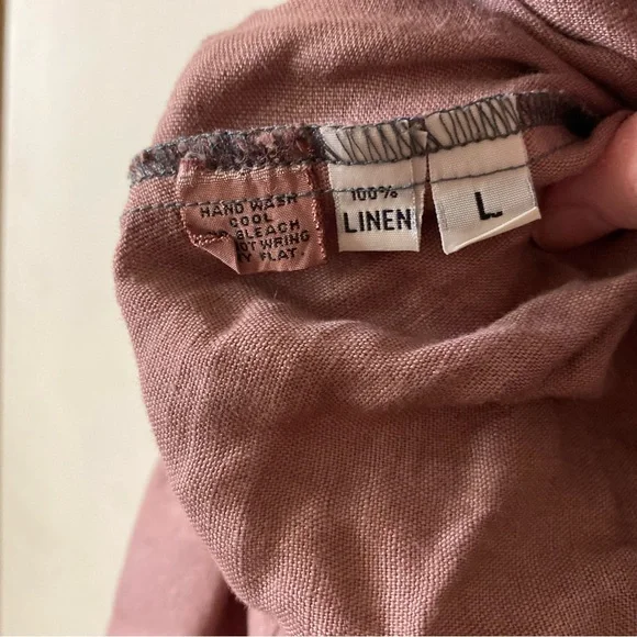 Cynthia Ashby Lagenlook Long Sleeve Linen Dress Dusty Pink Size Large - Picture 11 of 12